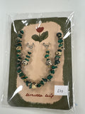 Green Dalmatian necklace and earring set 43