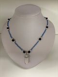 Amethyst Pendant, opalite beads necklace