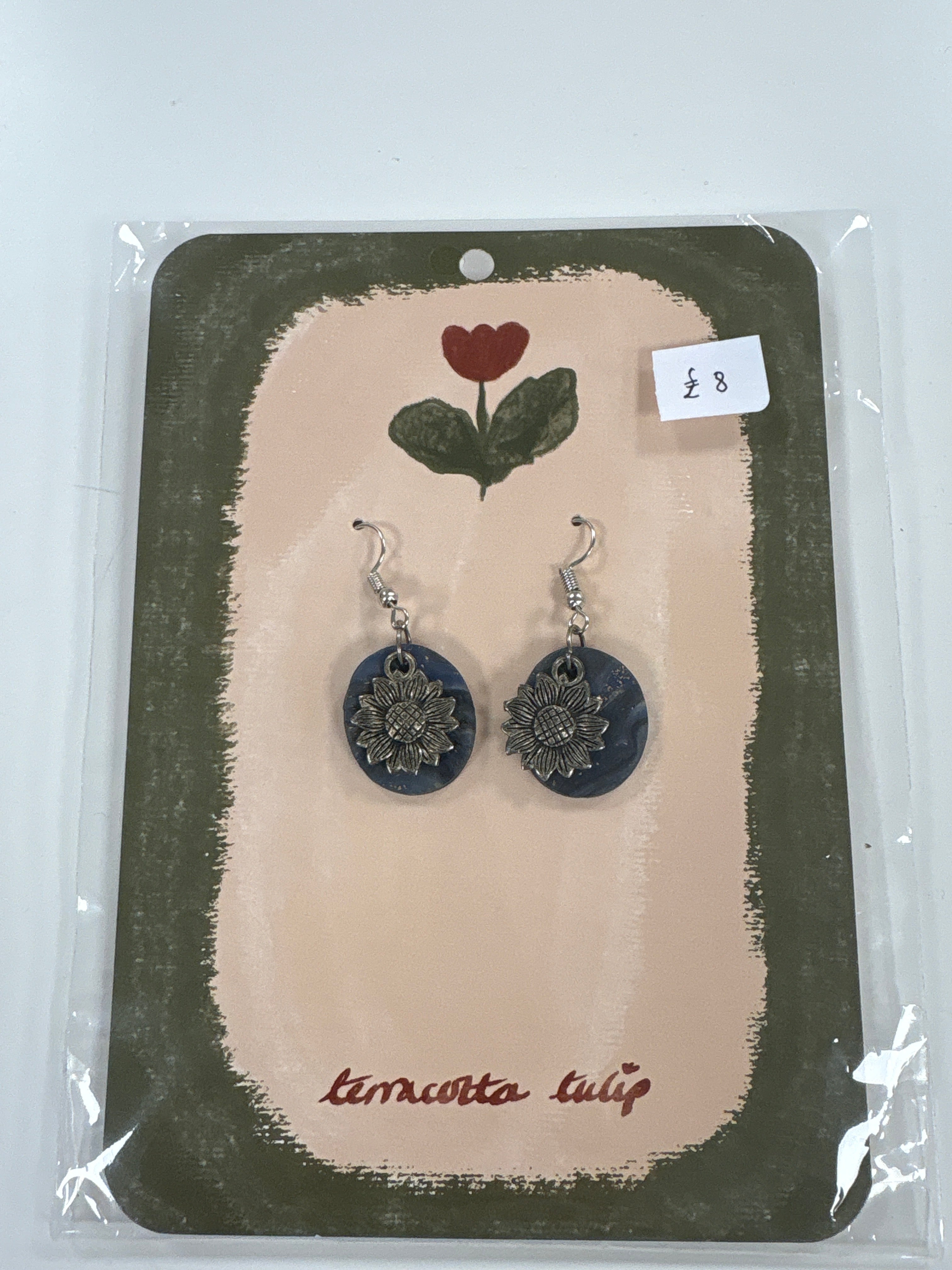 Blue Marbled Sunflower charm
