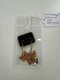 Patchwork Cat Gold Plated Earrings